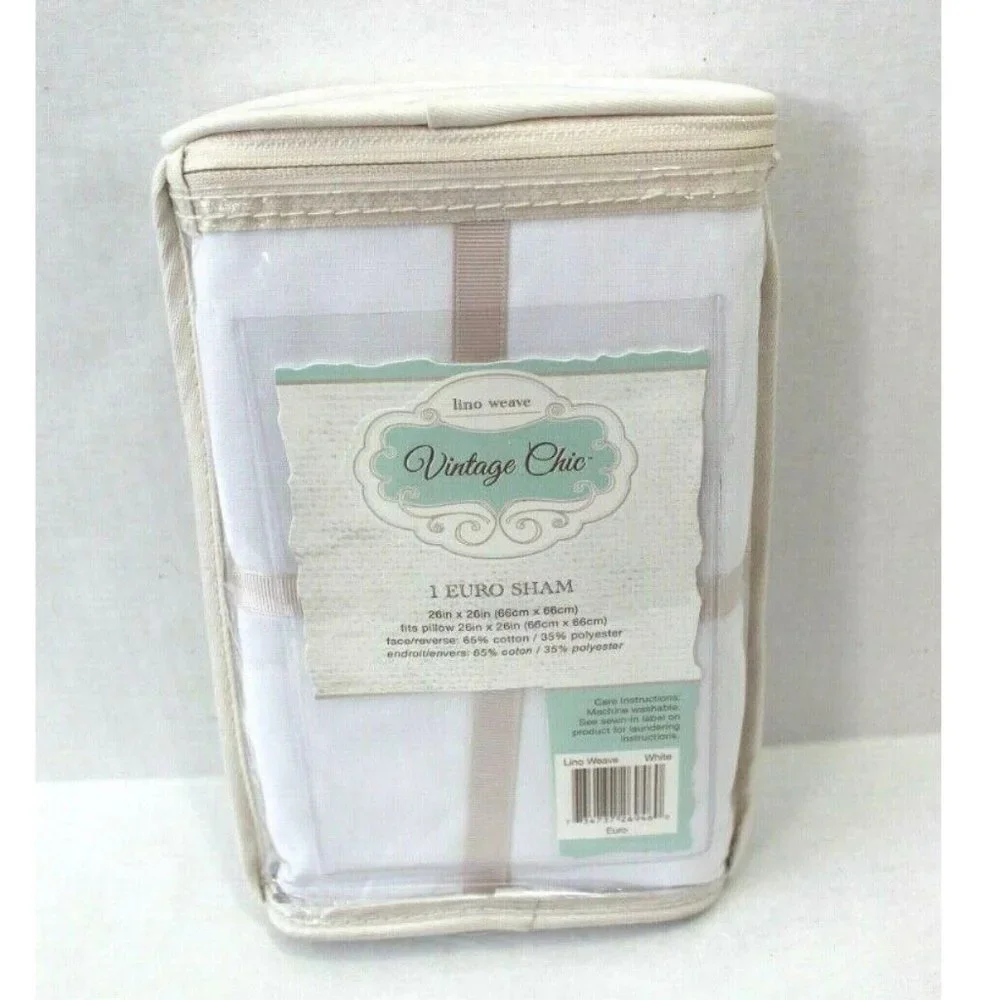 Vintage Chic Lino Weave One Euro Sham - White